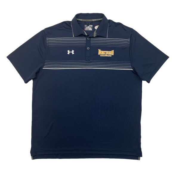 Under Armour Northern Colorado Bears Polo Shirt Men XL Extra Large Navy HeatGear - Picture 1 of 11